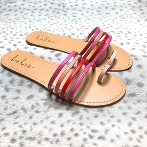 Lulus Gracie Strappy Toe Loop Sandal Flat Ombré